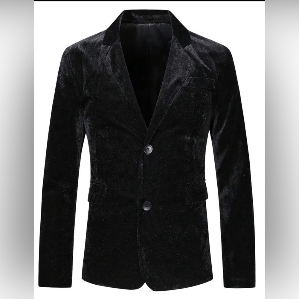 Men’s single breasted velour like suit jacket